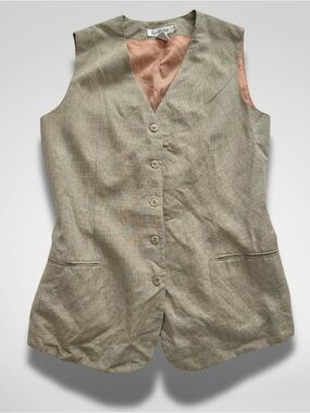 Vintage Ann Taylor Brown Linen Vest